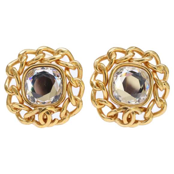CHANEL Gold Logo Earrings